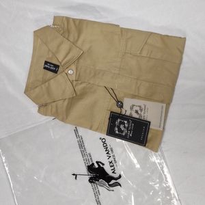 Alex Vando men's button-down regular fit size medium casual khaki dress shirt